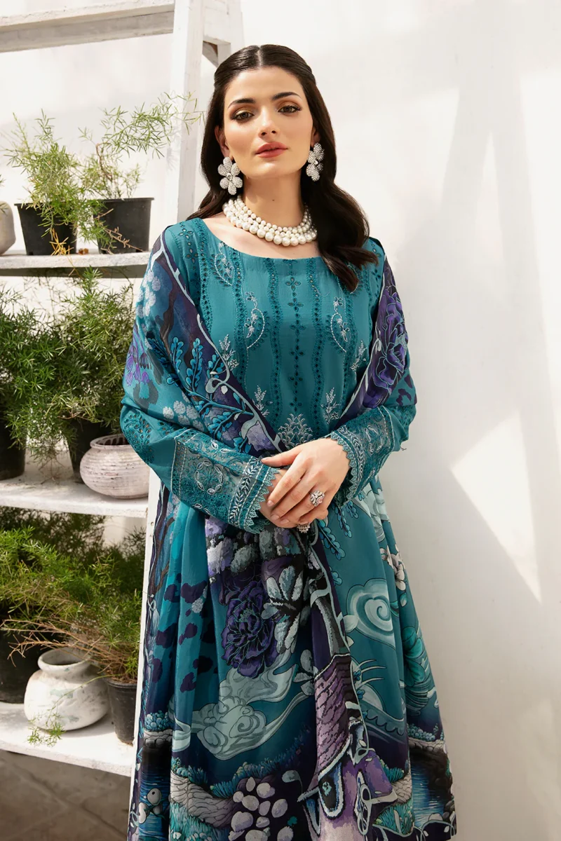 Andaaz by Ramsha Stitched 3 Pieces Luxury Lawn Vol-09 Collection'2024-Z-902 - Image 3