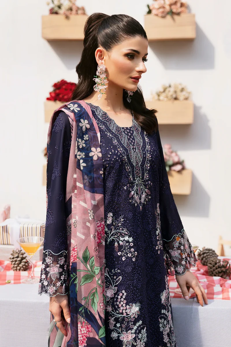 Andaaz by Ramsha Stitched 3 Pieces Luxury Lawn Vol-09 Collection'2024-Z-906 - Image 3