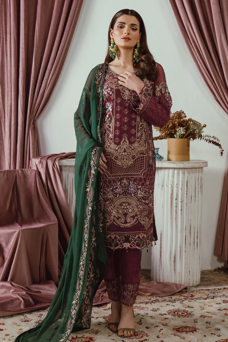 Ramsha Unstitched 3 Piece Chiffon Vol-25 Collection'2024-F-2501 - Image 6