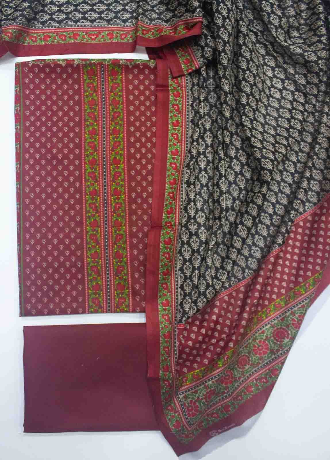 F&F-0014 A-3 Cotton Fariha & Farah Printed Unstitched Suit