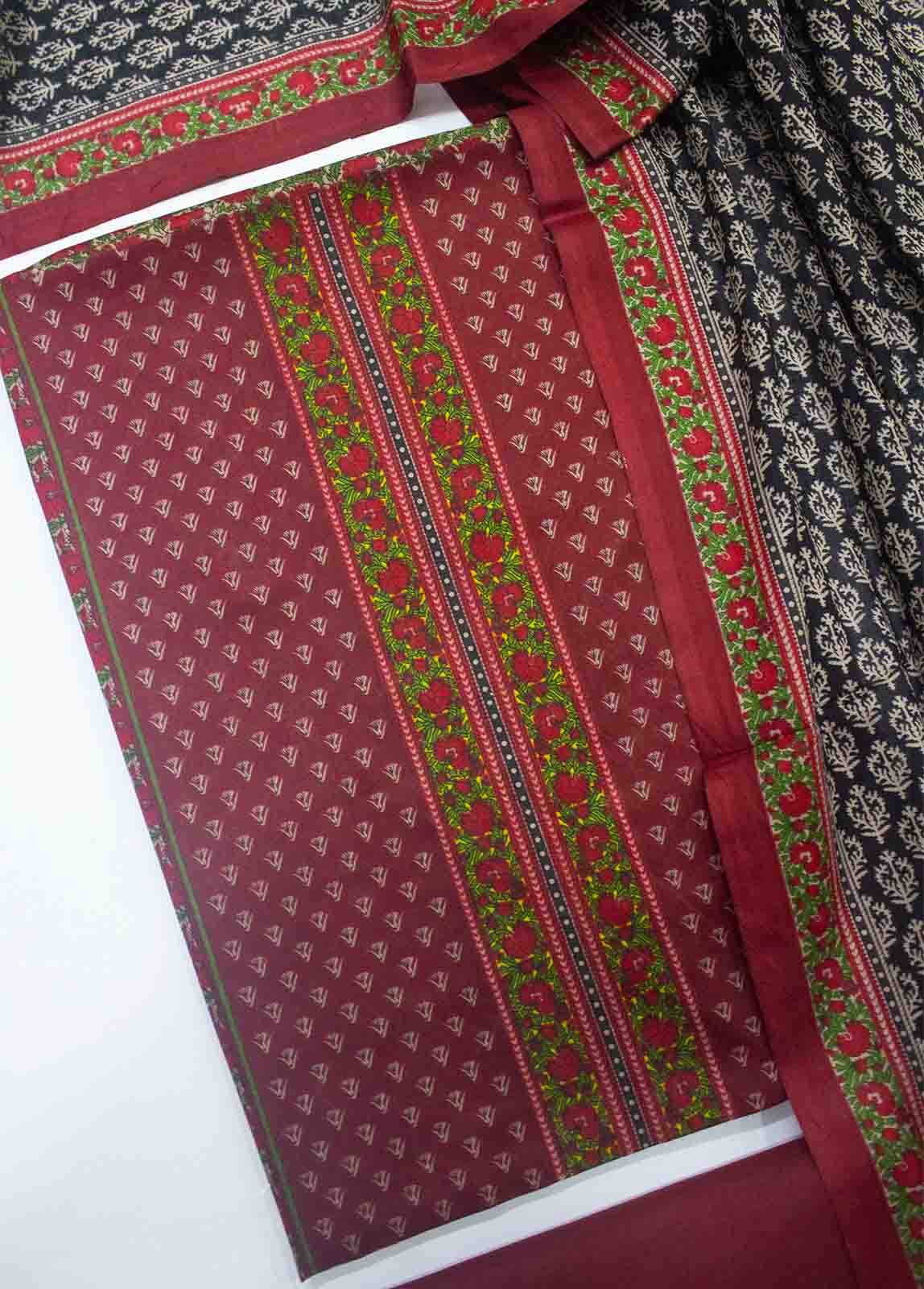 F&F-0014 A-3 Cotton Fariha & Farah Printed Unstitched Suit - Image 3
