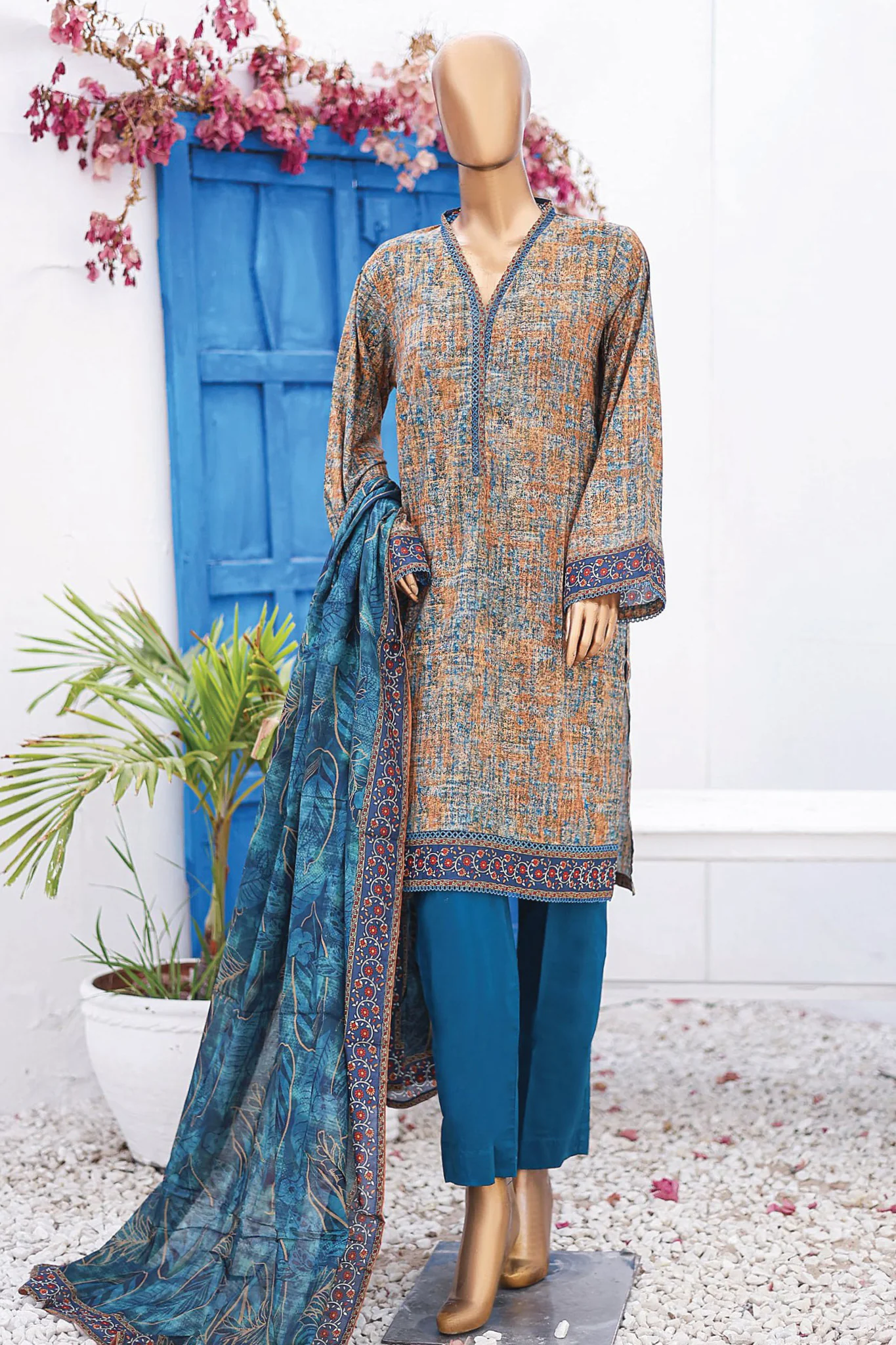 Bin Saeed Stitched 3 Piece Printed Lawn Vol-07 Collection'2024-SM-729-Multi