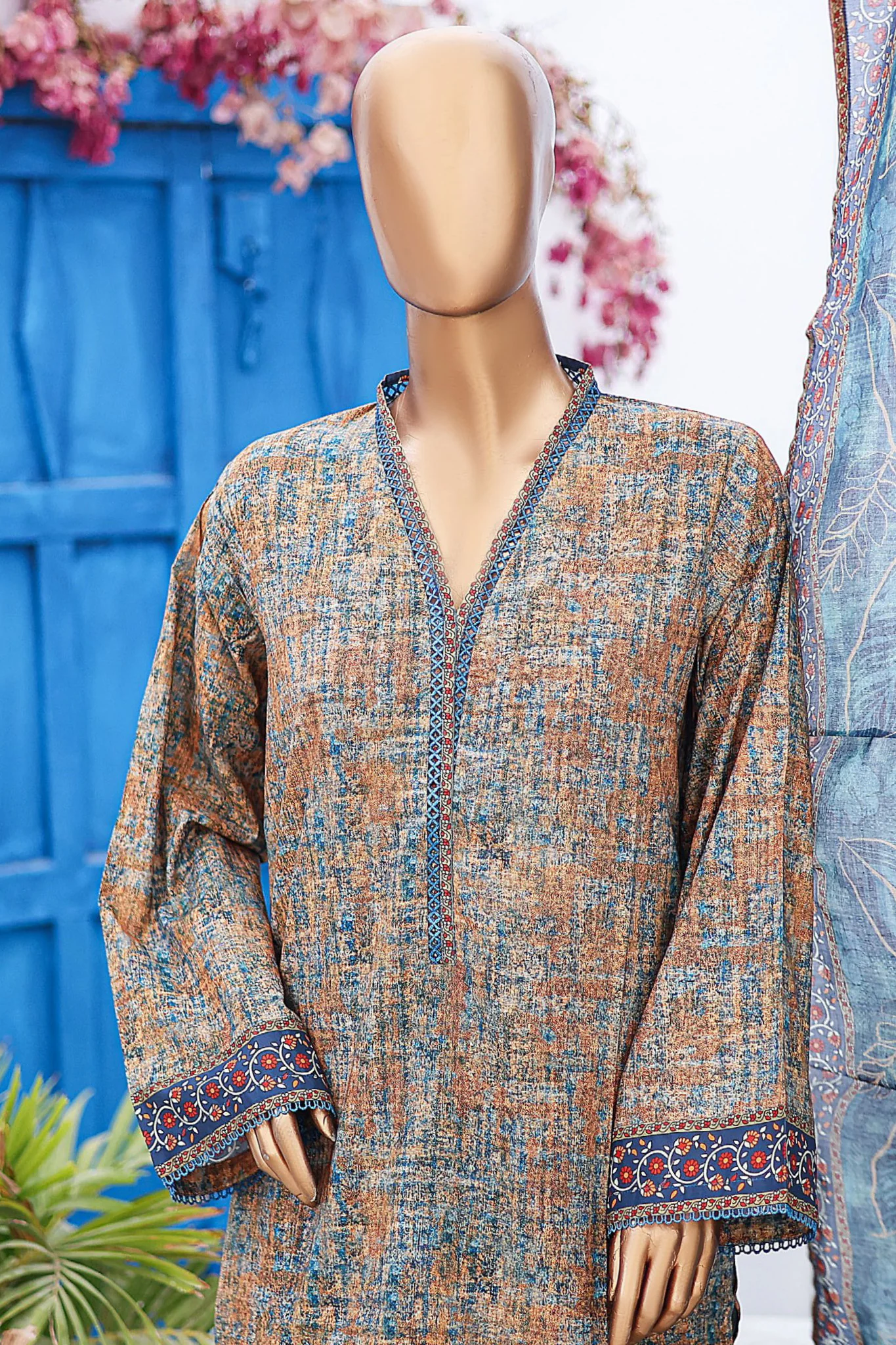 Bin Saeed Stitched 3 Piece Printed Lawn Vol-07 Collection'2024-SM-729-Multi - Image 2