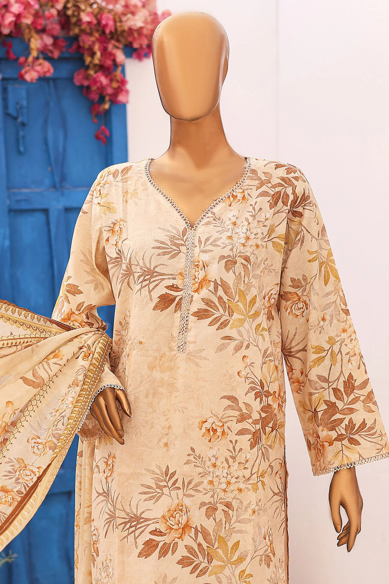 Bin Saeed Stitched 3 Piece Printed Lawn Vol-09 Collection'2024-SM-776-Skin - Image 2