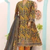 Bin Saeed Stitched 3 Piece Emb Lawn Frocks Collection'2024-SM-805-Mustard