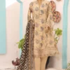 Bin Saeed Stitched 3 Piece Emb Lawn Frocks Collection'2024-SM-809-Cream