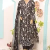 Bin Saeed Stitched 3 Piece Emb Lawn Frocks Collection'2024-SM-810-Black