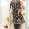 Bin Saeed Stitched 3 Piece Emb Lawn Frocks Collection'2024-SM-811-Black