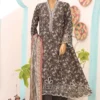 Bin Saeed Stitched 3 Piece Emb Lawn Frocks Collection'2024-SM-812-Black