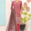 Bin Saeed Stitched 3 Piece Emb Lawnkari Vol-03 Collection'2024-SM-817-Maroon