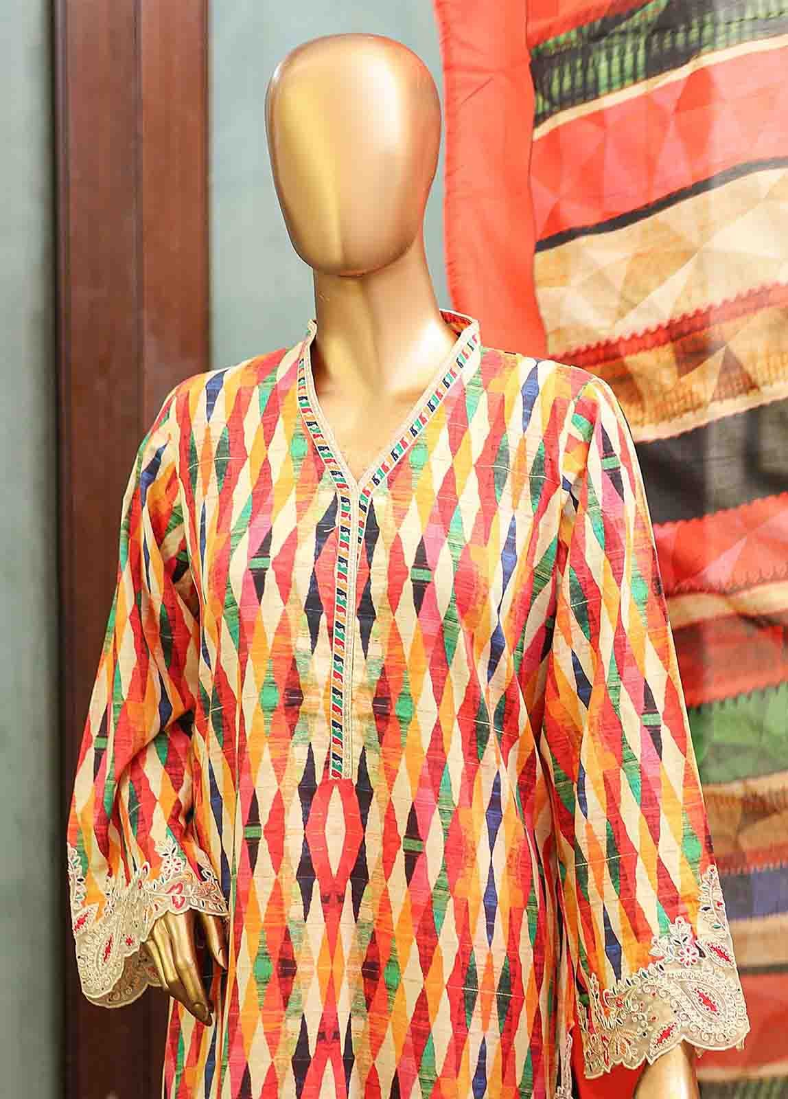 SMLF-651-Emb- 3 Piece Embroidered Stitched Suit - Image 2