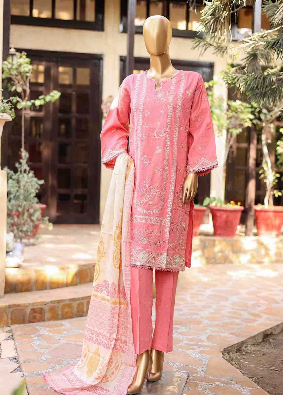 SMLF-EMB-396 B - 3 Piece Embroidered Stitched Suit