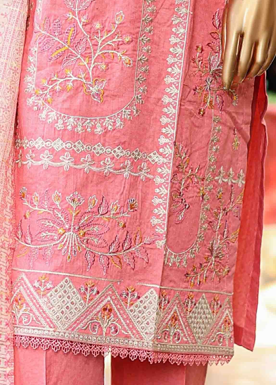 SMLF-EMB-396 B - 3 Piece Embroidered Stitched Suit - Image 3