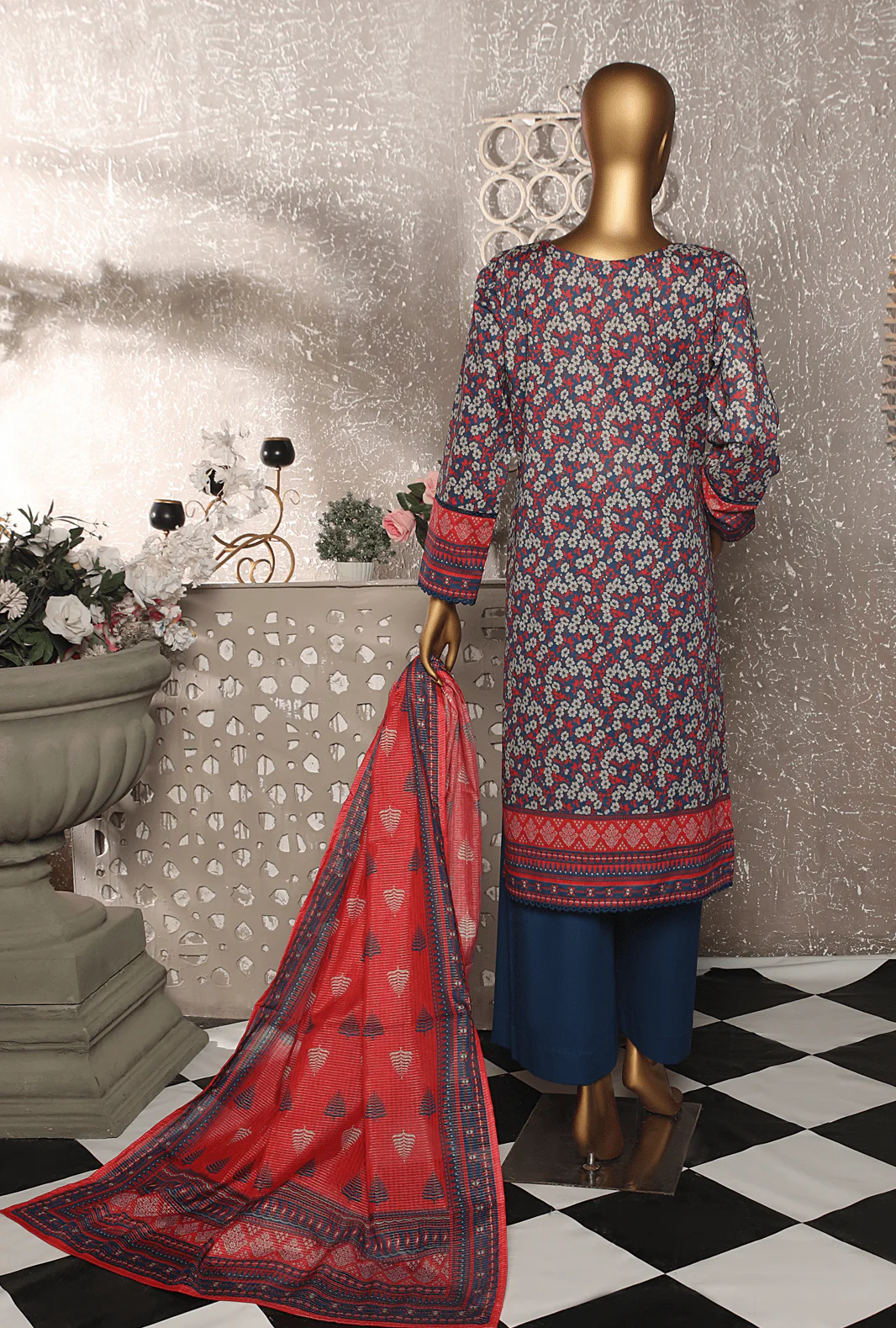 3 Piece Unstitched Embroidered Suit - AEC-89 - Image 2