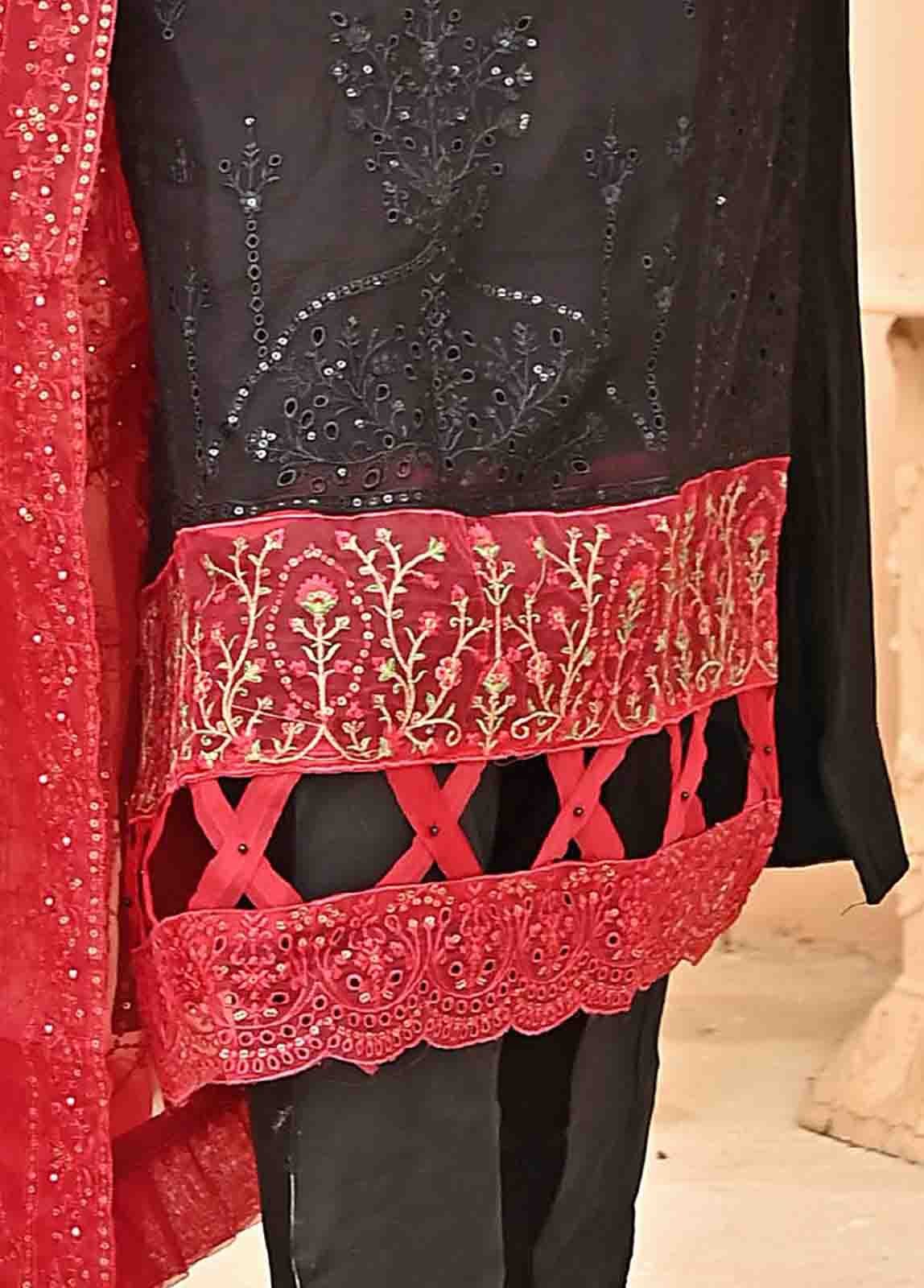 AMC-4012- 3 Piece Embroidered Chiffon - Image 4