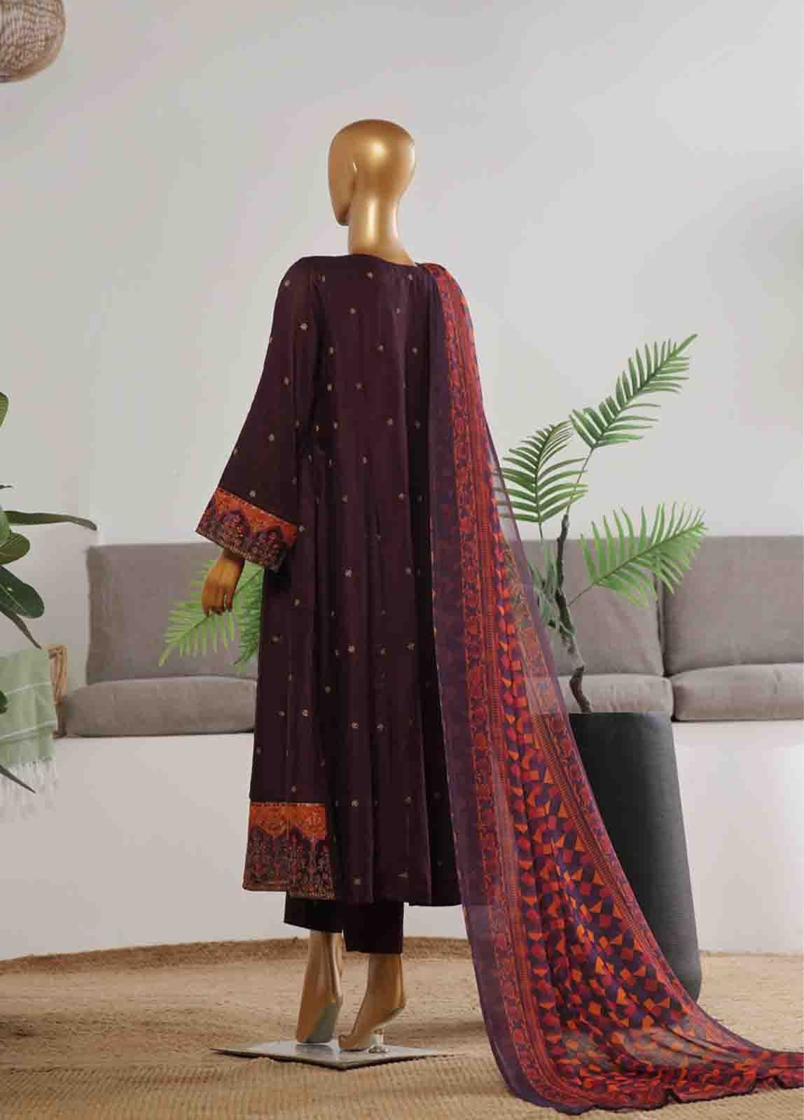 BNS-FR-008- 3 Piece Embroidered Jacquard Stitched Suit - Image 5