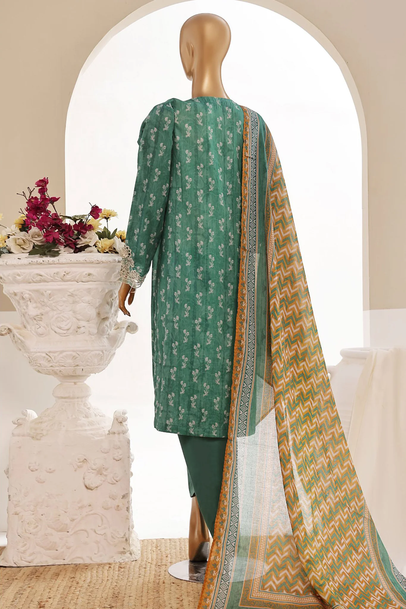 Sada Bahar Stitched 3 Piece Cutwork Emb Lawn Vol-04 Collection'2024-CW-11400-Teal - Image 3