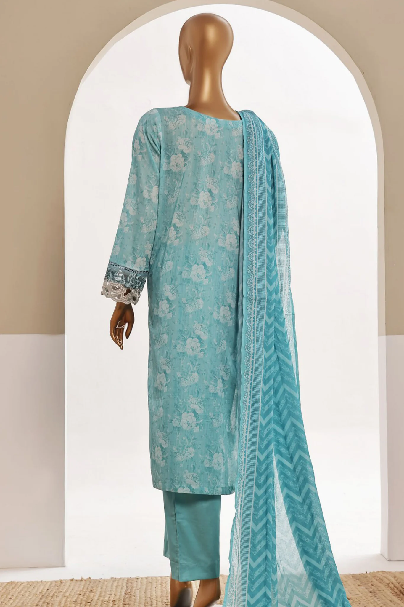 Sada Bahar Stitched 3 Piece Cutwork Emb Lawn Vol-04 Collection'2024-CW-11423-Sky Blue - Image 2