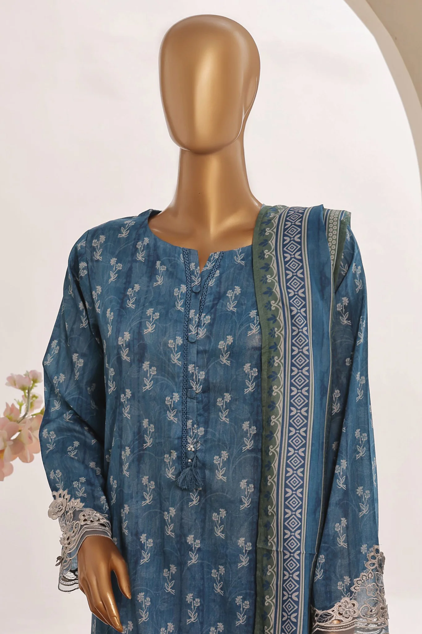Sada Bahar Stitched 3 Piece Cutwork Emb Lawn Vol-04 Collection'2024-CW-11451-Blue - Image 2