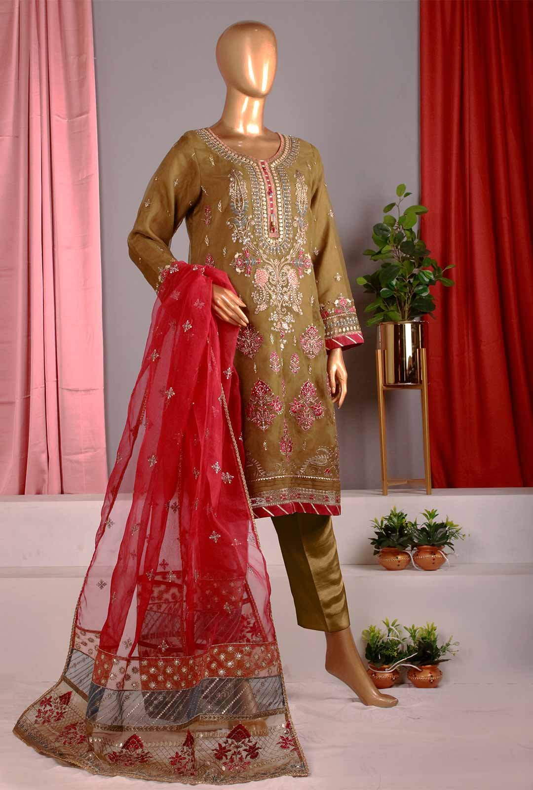 2 Piece Stitched Lawn Embroidered Suit