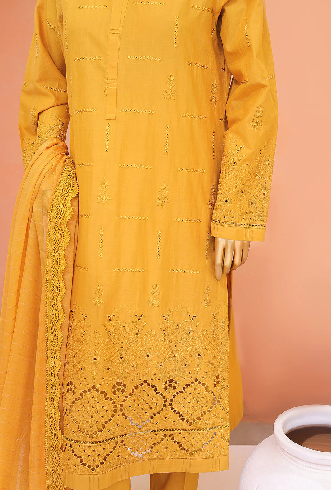 3 Piece Unstitched Dynasty Slub Cotton Suit - DSC-09 - Image 4