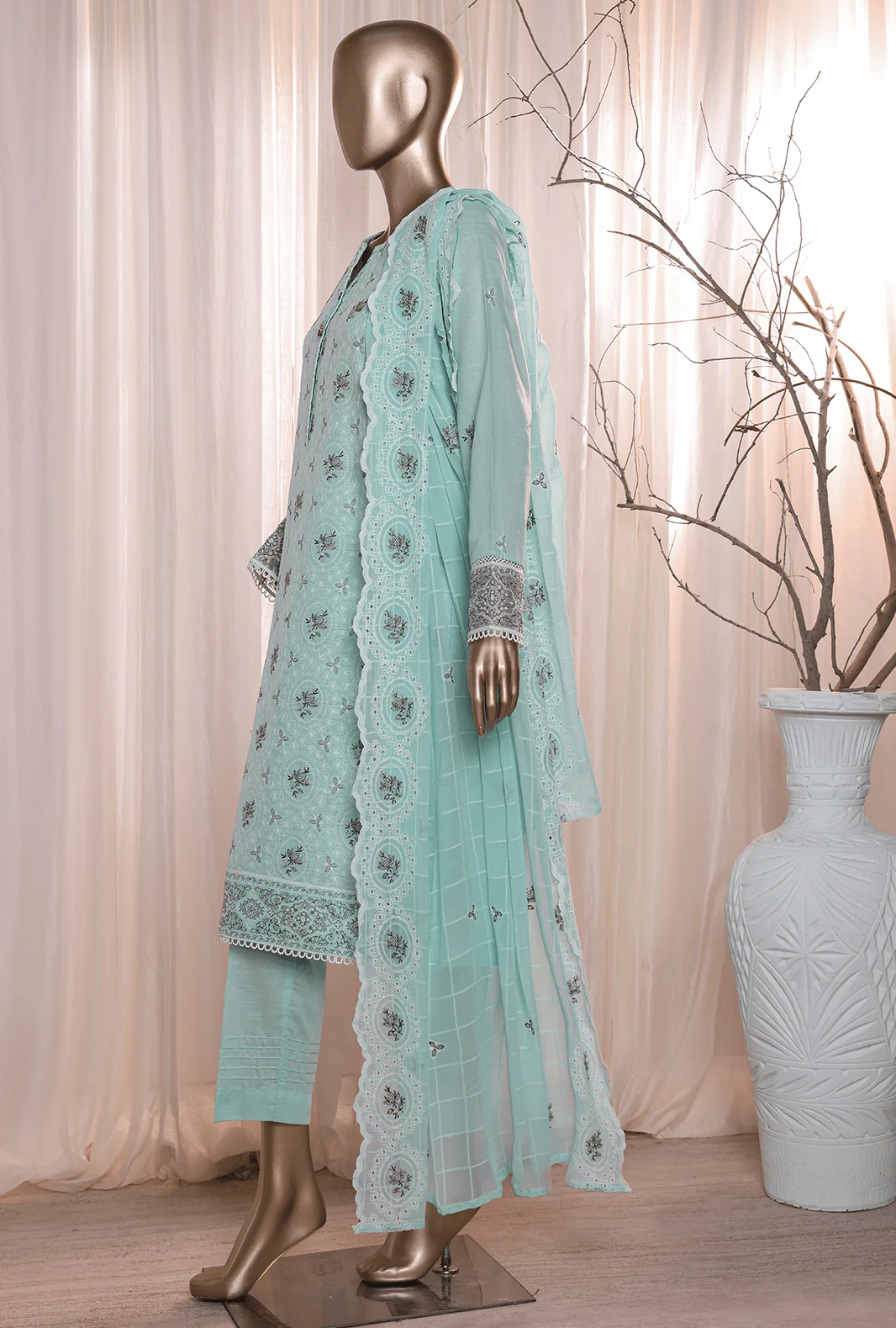 3 Piece Unstitched - Dastan Slub Lawn Embroidered Suit - DSE-S05B V2 - Image 2