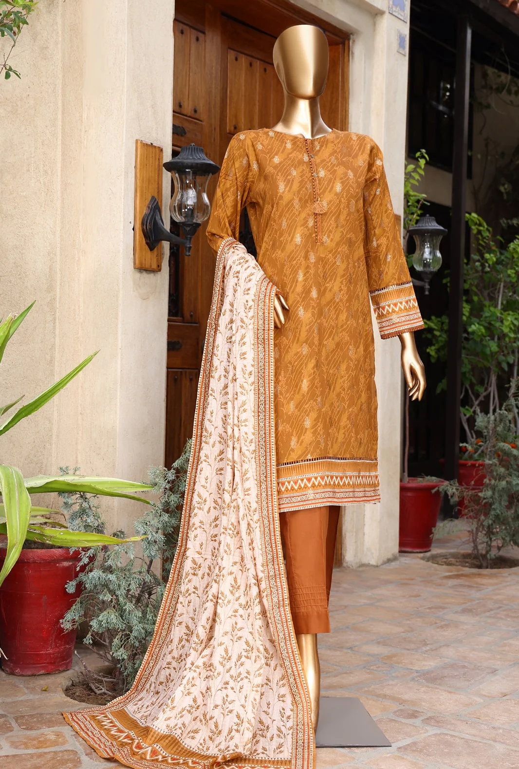 3 Piece Unstitched - Jacquard Premium Printed Suit - JPC-15