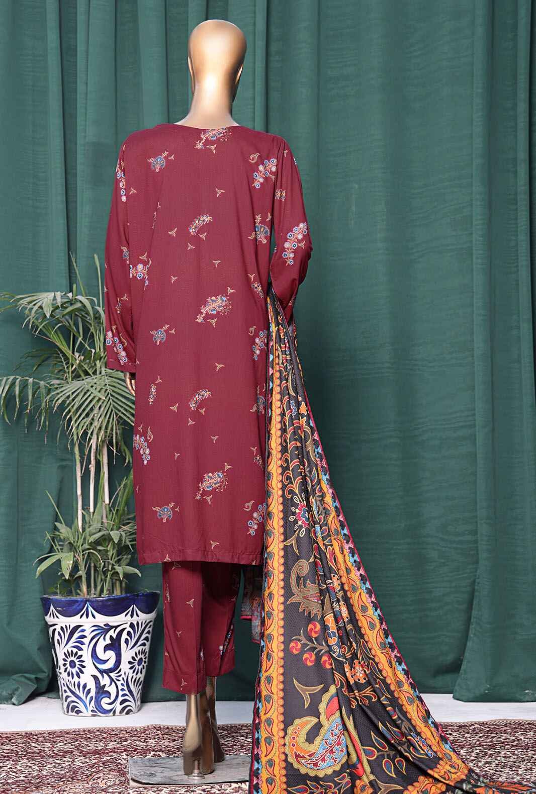 3 Piece Unstitched - Digital Printed Linen Wintry Shawl - LWS-1139 - Image 3
