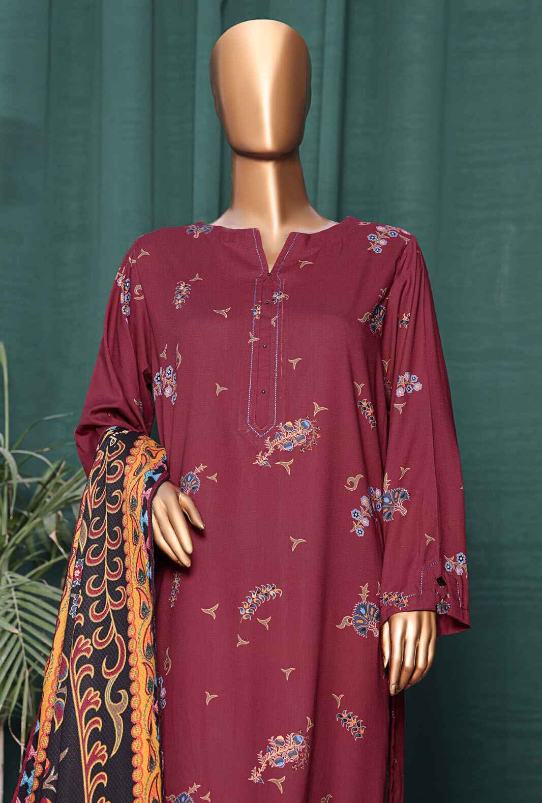 3 Piece Unstitched - Digital Printed Linen Wintry Shawl - LWS-1139 - Image 2