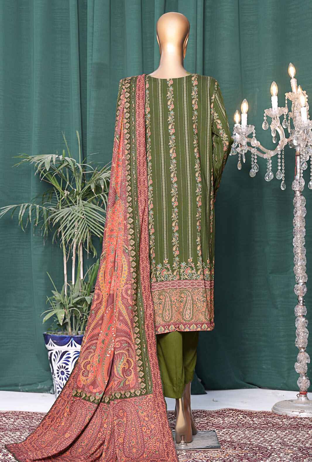 3 Piece Unstitched - Digital Printed Linen Wintry Shawl - LWS-1141 - Image 2