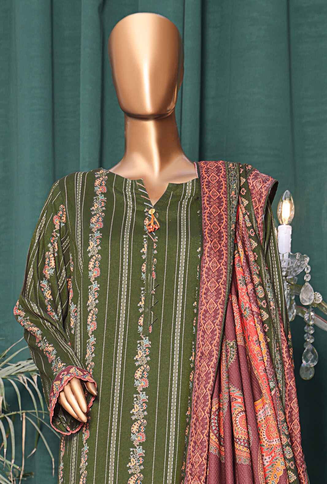 3 Piece Unstitched - Digital Printed Linen Wintry Shawl - LWS-1141 - Image 3