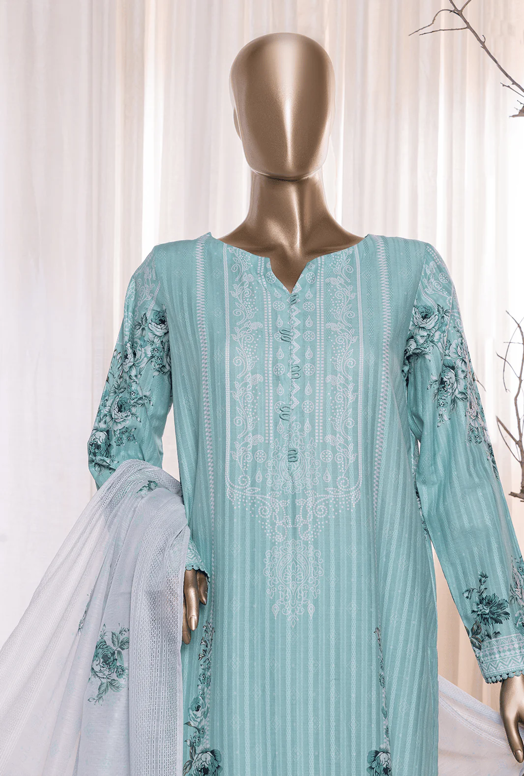 3 Piece Unstitched - Ninokara Digital Printed Lawn Suit - NP-207 - Image 3