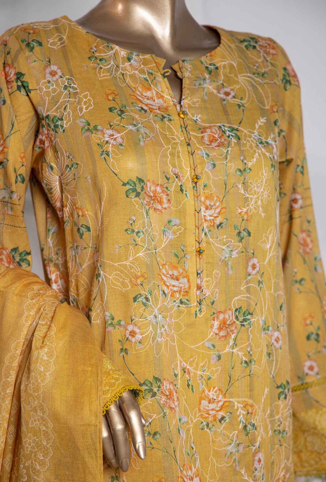 3 Piece Unstitched - Dhagakari Digital Printed lawn Suit - PDE-808 - Image 3