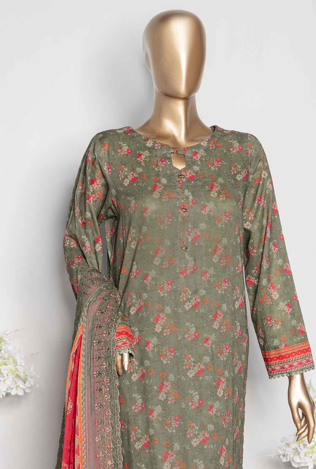 3 Piece Unstitched - Premium Embroidered Lawn Suit - PEC-920 Vol-03 - Image 3