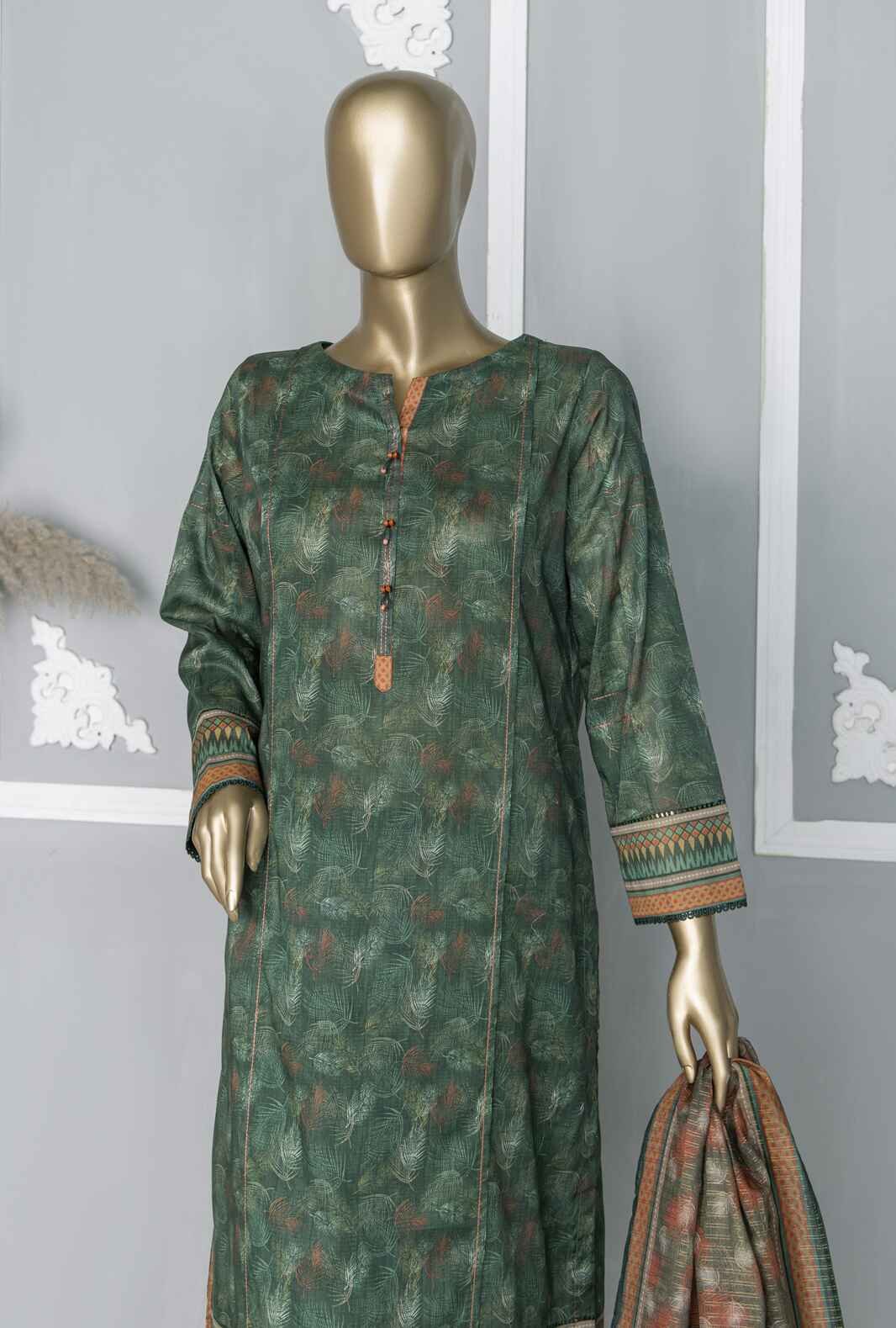 3 Piece Unstitched - Platinum Digital Printed Lawn Suit - PPC-104 - Image 3