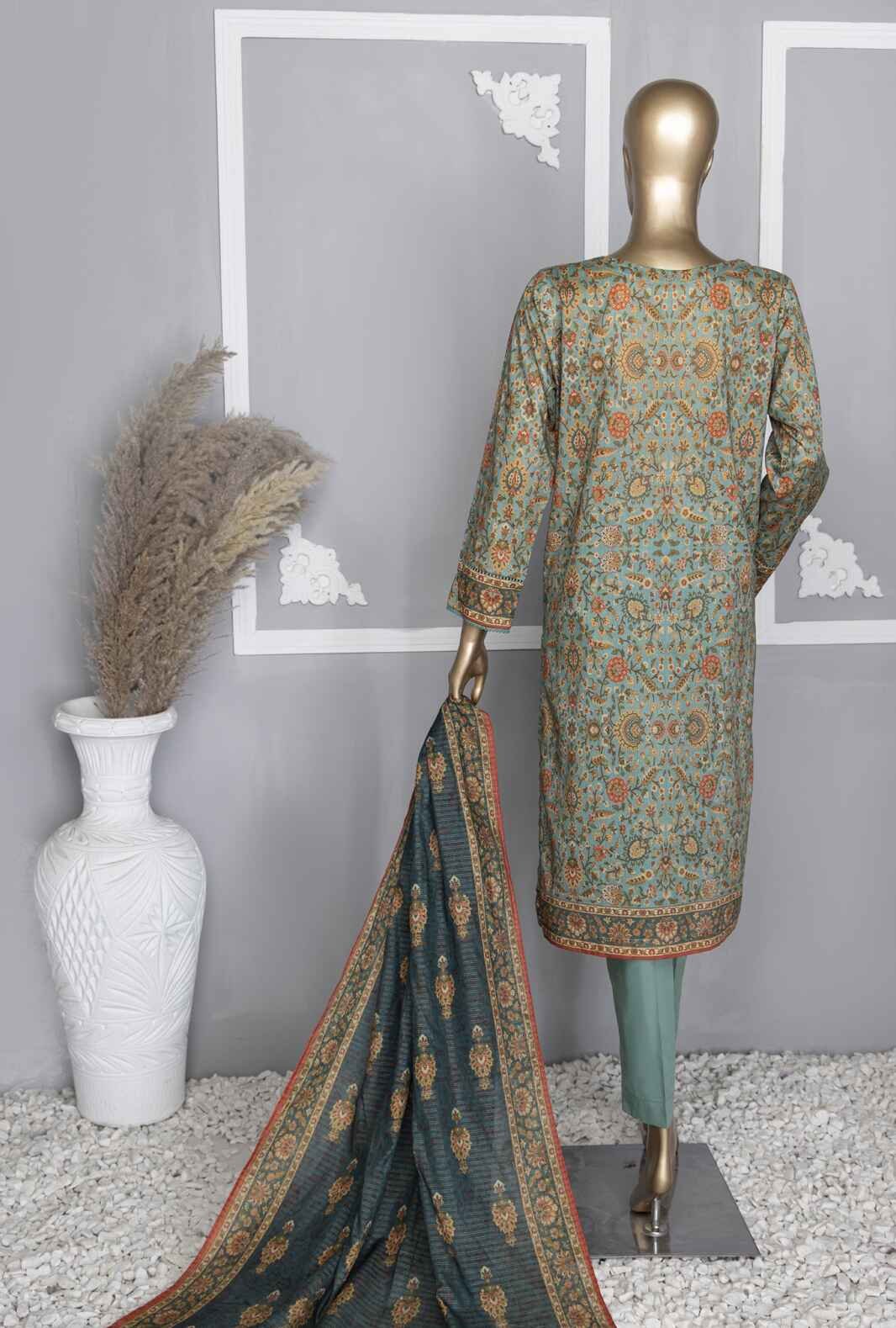 3 Piece Unstitched - Platinum Digital Printed Lawn Suit - PPC-110 - Image 2