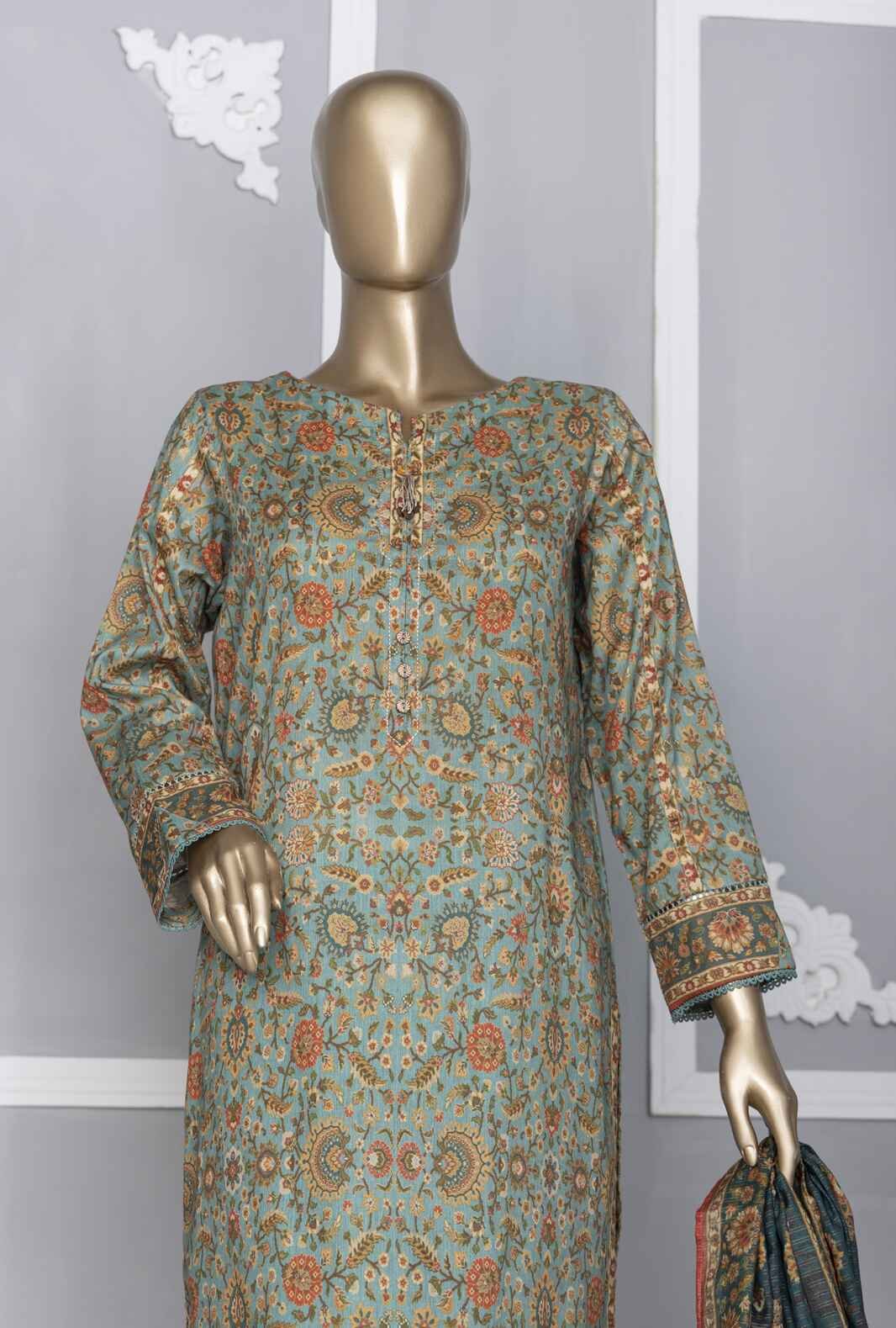 3 Piece Unstitched - Platinum Digital Printed Lawn Suit - PPC-110 - Image 4