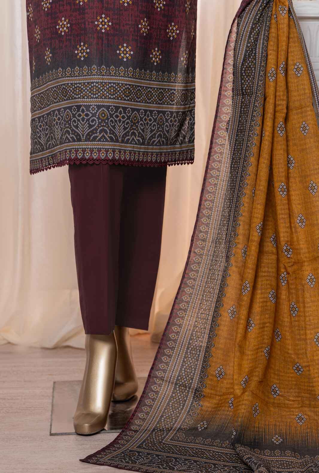 3 Piece Unstitched - Platinum Digital Printed Lawn Suit - PPC-116 - Image 3