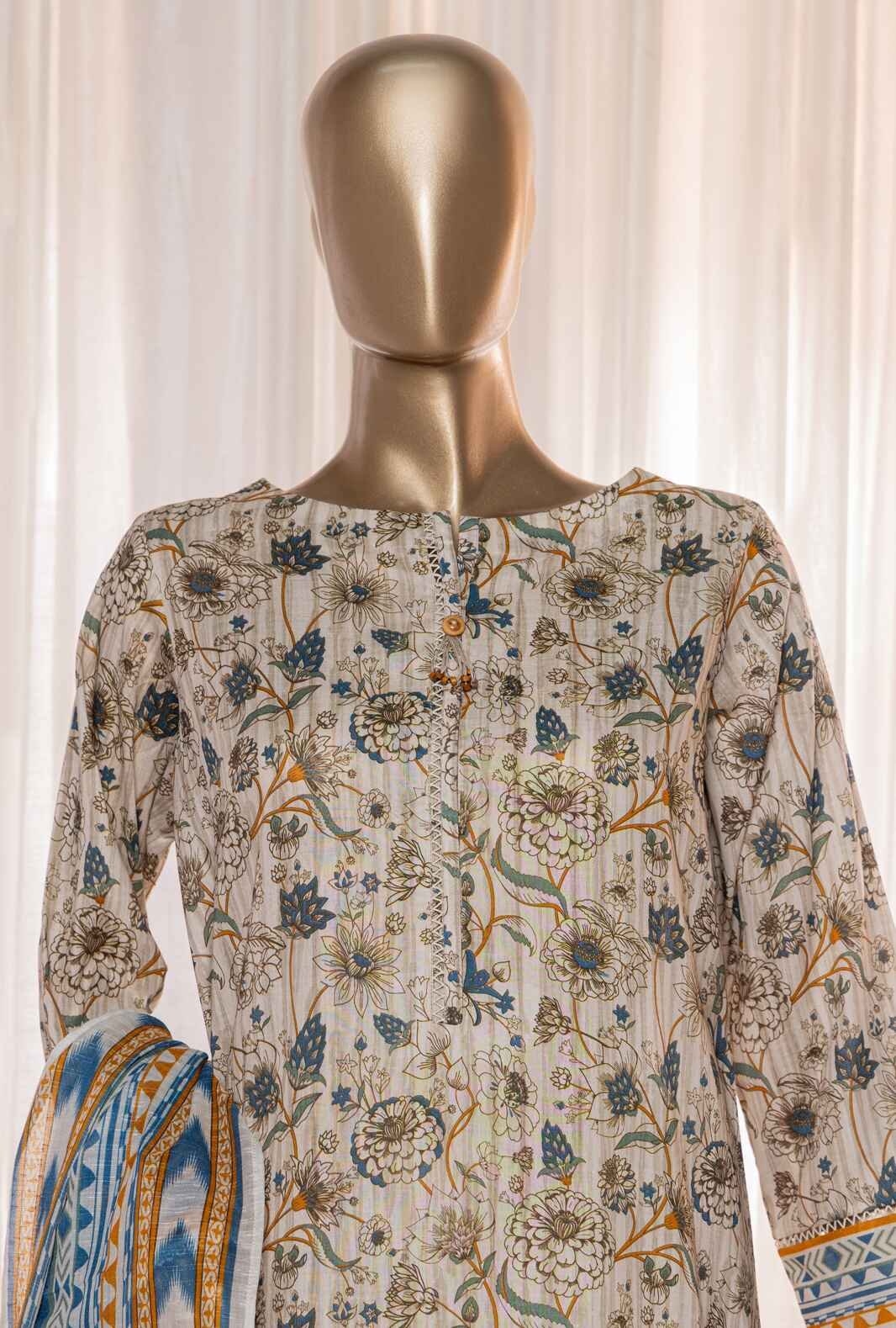 3 Piece Unstitched - Platinum Digital Printed Lawn Suit - PPC-118 - Image 2