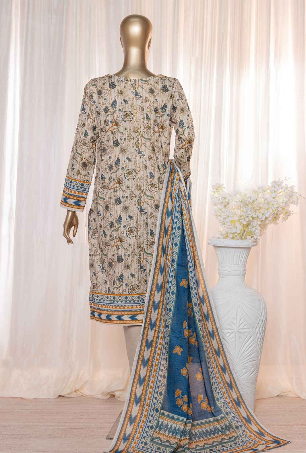 3 Piece Unstitched - Platinum Digital Printed Lawn Suit - PPC-118 - Image 3