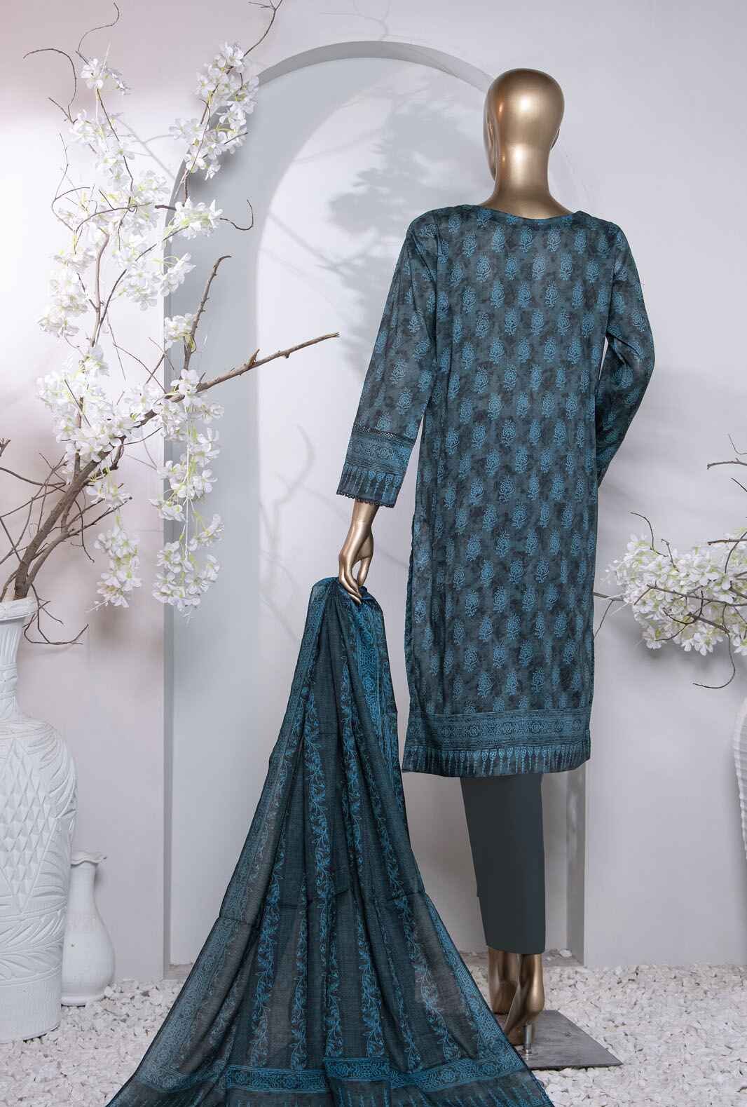 3 Piece Unstitched - Platinum Digital Printed Lawn Suit - PPC-203 - Image 2