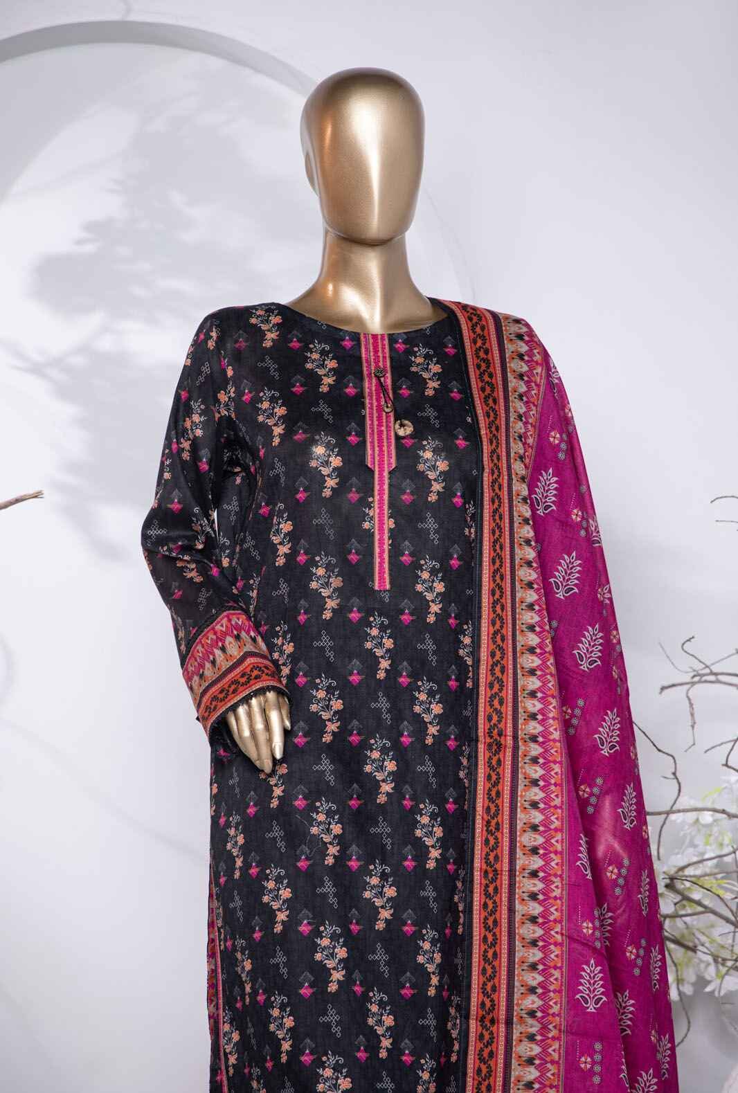 3 Piece Unstitched - Platinum Digital Printed Lawn Suit - PPC-204 - Image 3