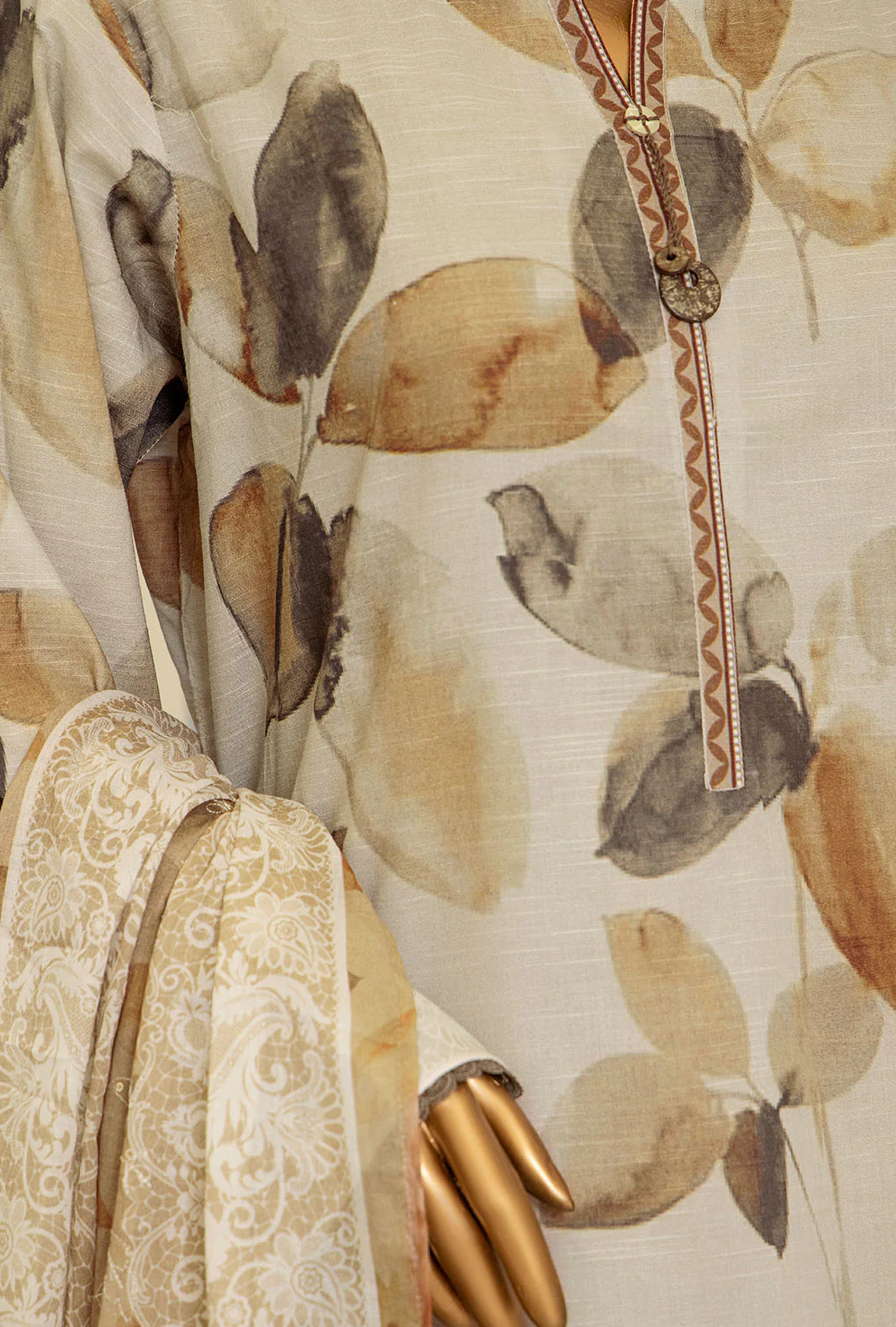 3 Piece Unstitched - Digital Printed Printkari Slub cambric Suit - PSC-210 - Image 2