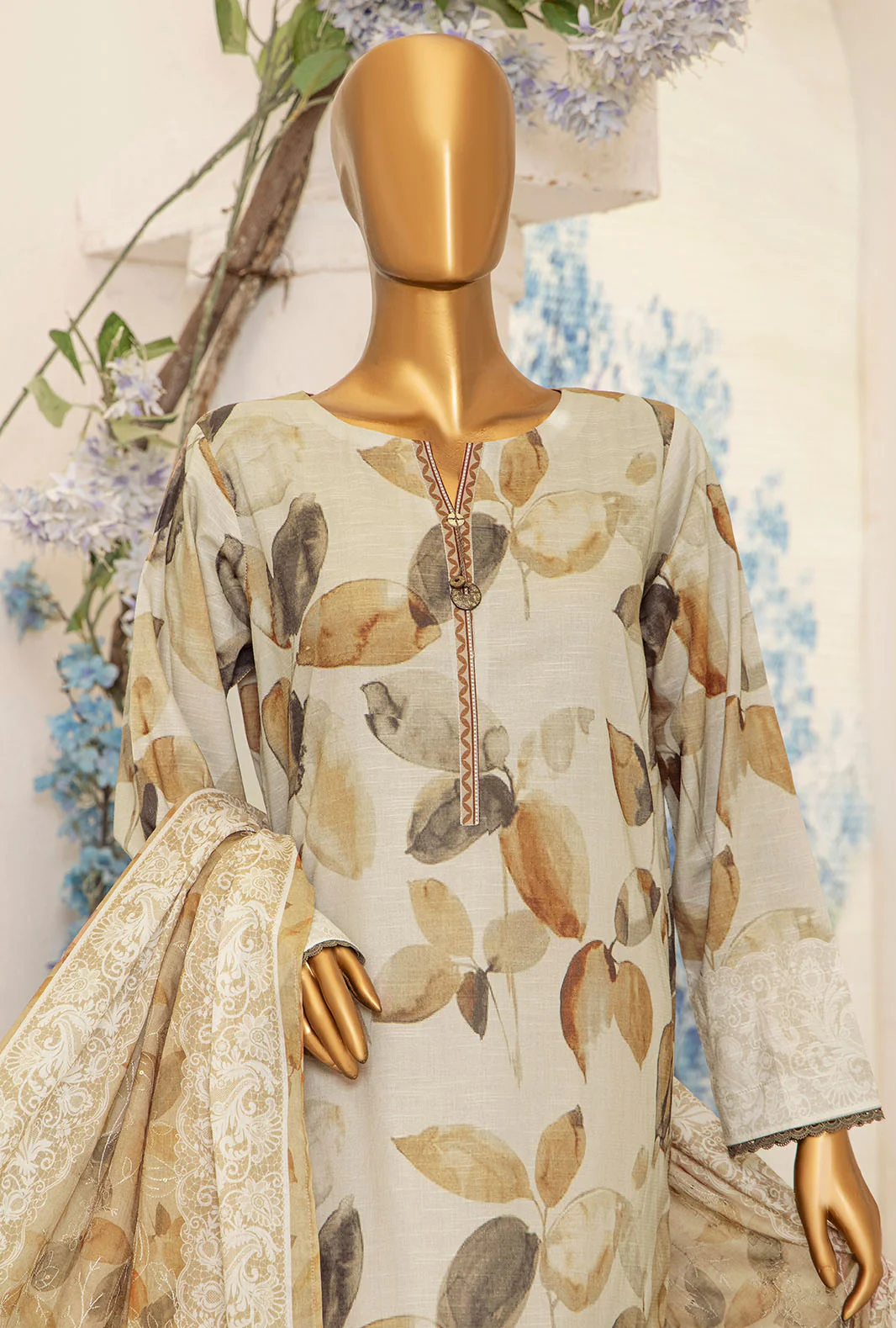 3 Piece Unstitched - Digital Printed Printkari Slub cambric Suit - PSC-210 - Image 5