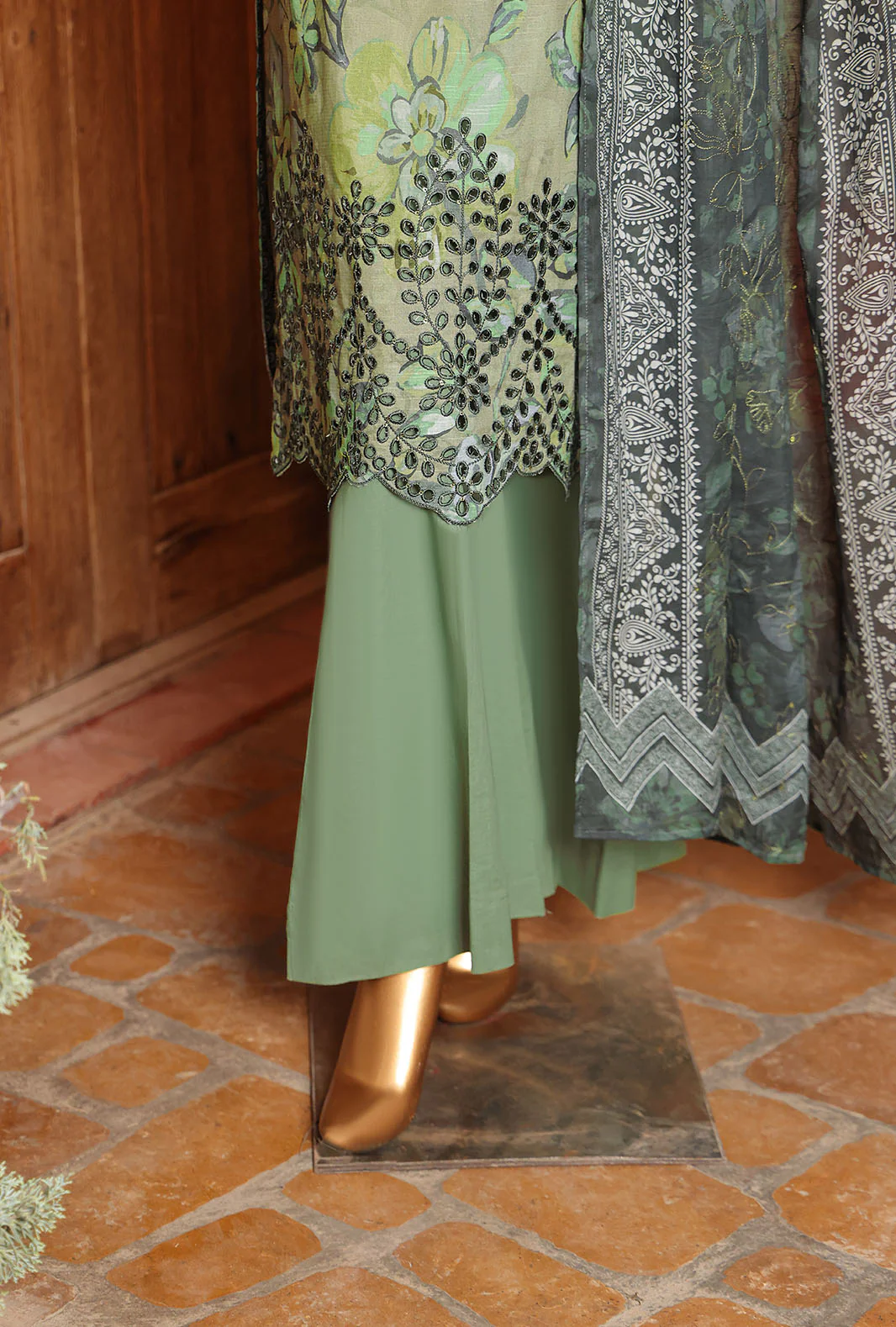 3 Piece Unstitched - Digital Printed Printkari Slub cambric Suit - PSC-211 - Image 3