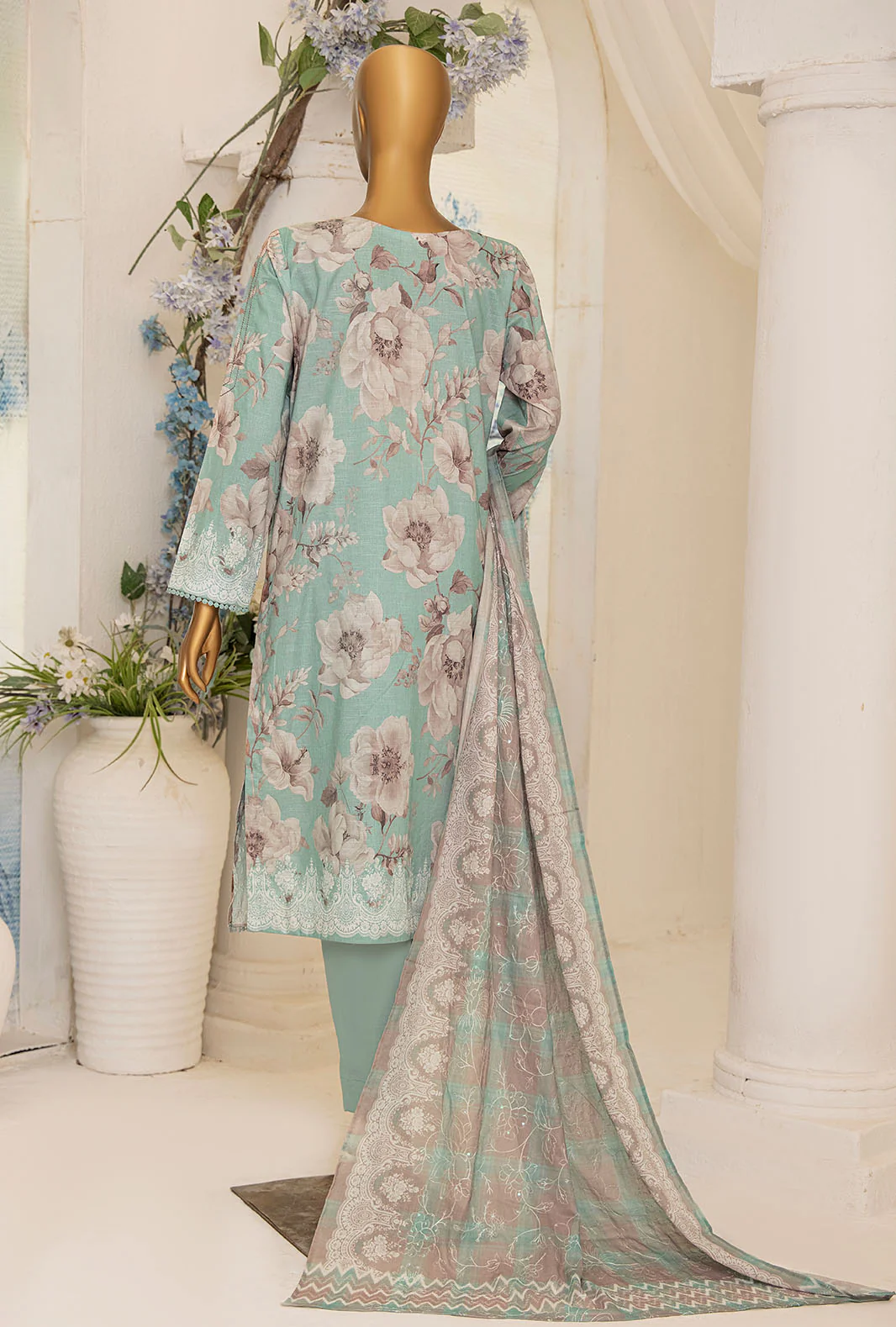 3 Piece Unstitched - Digital Printed Printkari Slub cambric Suit - PSC-214 - Image 2