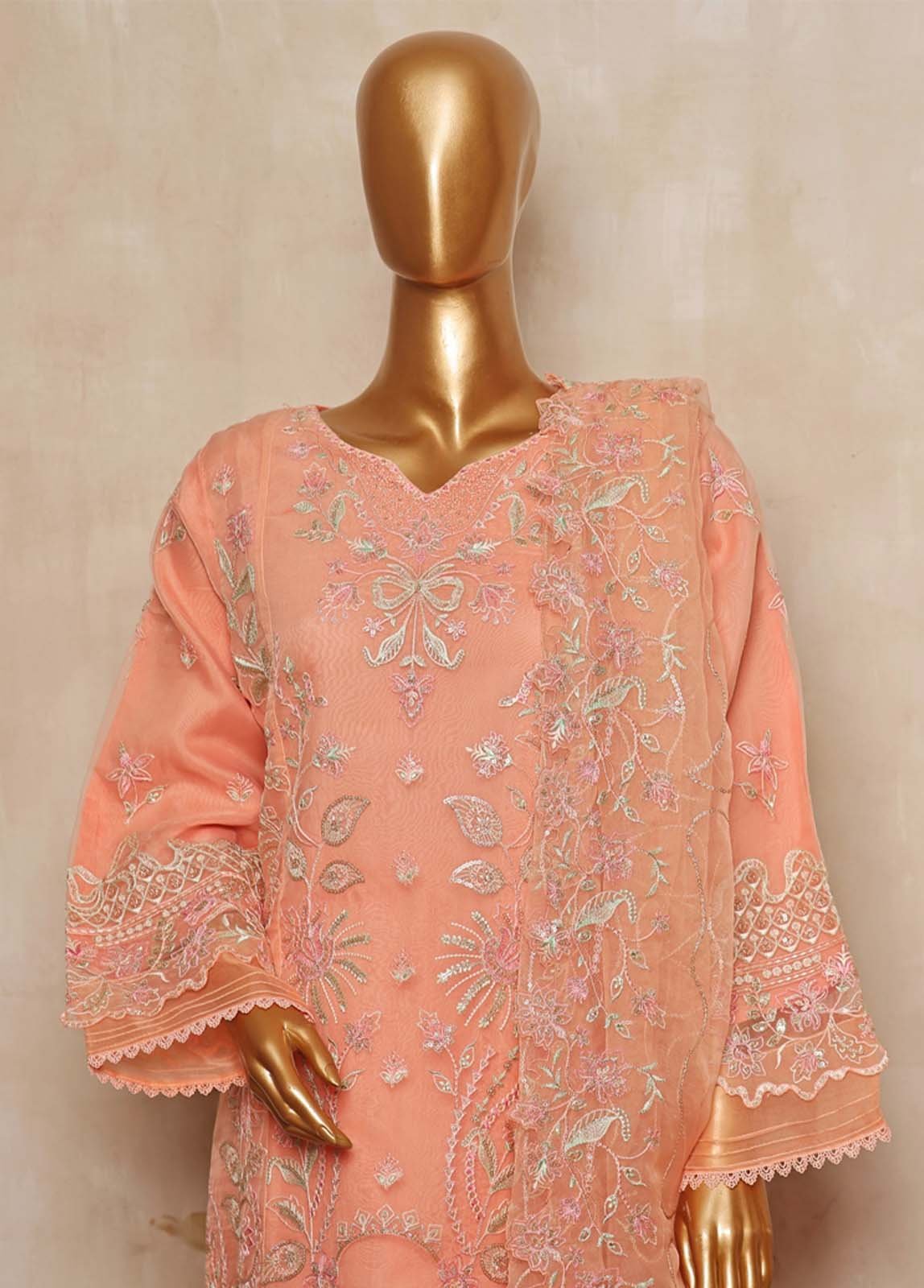 RTS-005 B- 3 Piece Embroidered Organza - Image 2