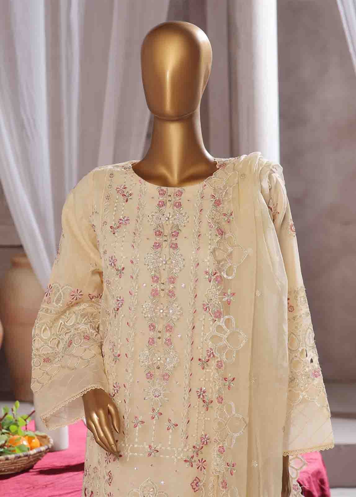 RTS-015 A- 3 Piece Embroidered Organza - Image 2