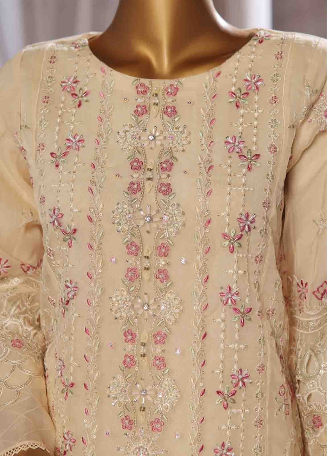 RTS-015 A- 3 Piece Embroidered Organza - Image 3