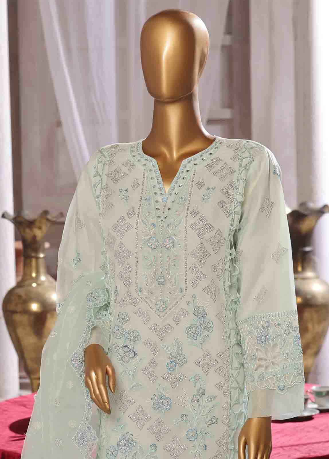 RTS-015 B- 3 Piece Embroidered Organza - Image 2